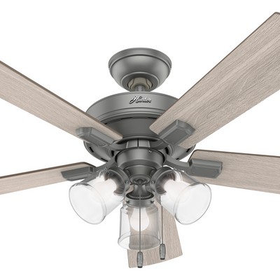 Hunter Fan Co Hunter 52 inch Crestfield Matte Silver Ceiling Fan with LED Light Kit and Pull Chain Silver