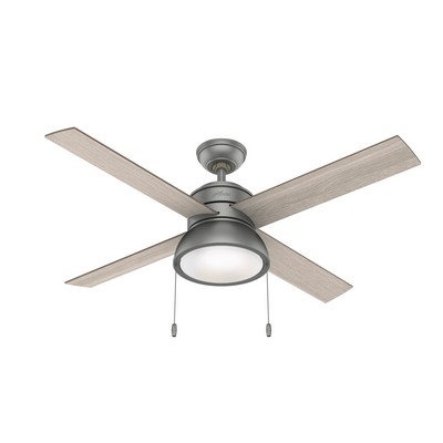 Hunter Fan Co Hunter 52 inch Loki Matte Silver Ceiling Fan with LED Light Kit and Pull Chain Silver