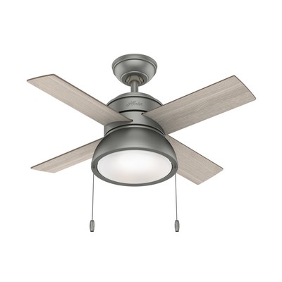 Hunter Fan Co Hunter 36 inch Loki Matte Silver Ceiling Fan with LED Light Kit and Pull Chain Silver