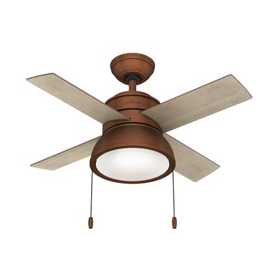 Hunter Fan Co Hunter 36 inch Loki Weathered Copper Ceiling Fan with LED Light Kit and Pull Chain Bronze/Brown