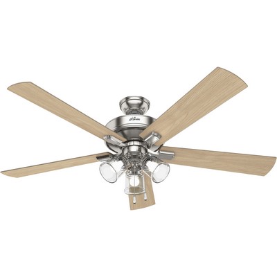 Hunter Fan Co Hunter 60 inch Crestfield Brushed Nickel Ceiling Fan with LED Light Kit and Pull Chain Brushed Nickel/Chrome