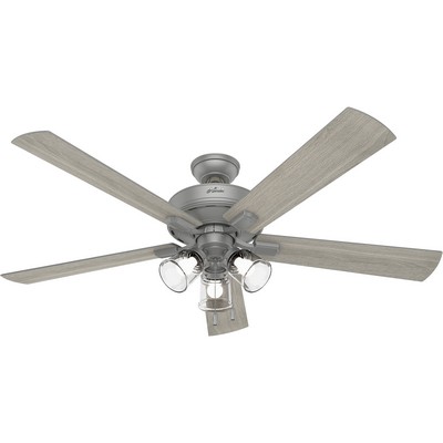 Hunter Fan Co Hunter 60 inch Crestfield Matte Silver Ceiling Fan with LED Light Kit and Pull Chain Silver