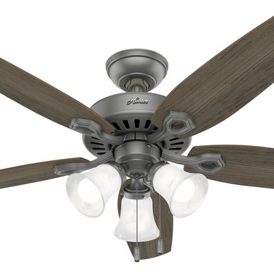 Hunter Fan Co Hunter 52 inch Builder Matte Silver Ceiling Fan with LED Light Kit and Pull Chain Silver