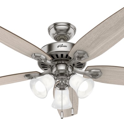 Hunter Fan Co Hunter 52 inch Builder Brushed Nickel Ceiling Fan with LED Light Kit and Pull Chain Brushed Nickel/Chrome