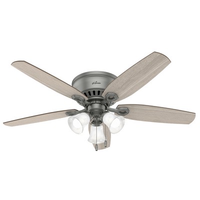 Hunter Fan Co Hunter 52 inch Builder Matte Silver Low Profile Ceiling Fan with LED Light Kit and Pull Chain Silver