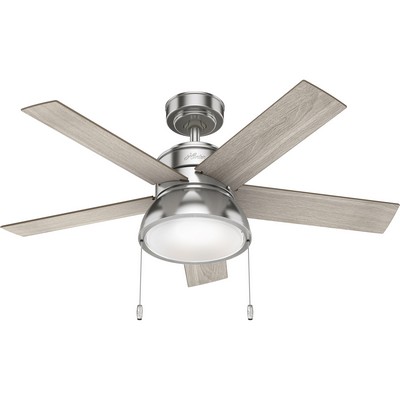 Hunter Fan Co Hunter 44 inch Lilliput Brushed Nickel Ceiling Fan with LED Light Kit and Pull Chain Brushed Nickel/Chrome