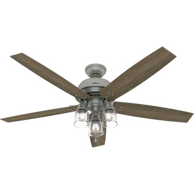 Hunter Fan Co Hunter 60 inch Churchwell Matte Silver Ceiling Fan with LED Light Kit and Pull Chain Silver