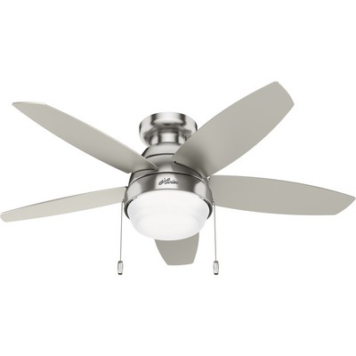 Hunter Fan Co Hunter 44 inch Lilliana Brushed Nickel Low Profile Ceiling Fan with LED Light Kit and Pull Chain Brushed Nickel/Chrome