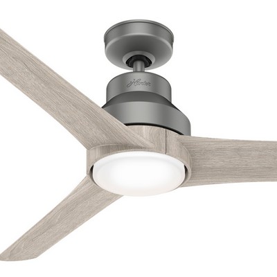 Hunter Fan Co Hunter 52 inch Lakemont Matte Silver Damp Rated Ceiling Fan with LED Light Kit and Handheld Remote Silver