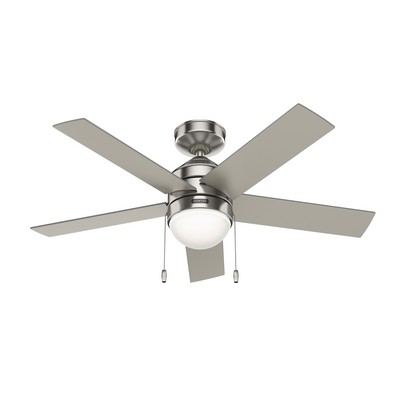 Hunter Fan Co Hunter 44 inch Rogers Brushed Nickel Ceiling Fan with LED Light Kit and Pull Chain Brushed Nickel/Chrome