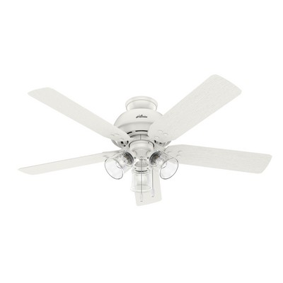 Hunter Fan Co Hunter 52 inch River Ridge Fresh White Damp Rated Ceiling Fan with LED Light Kit and Pull Chain White