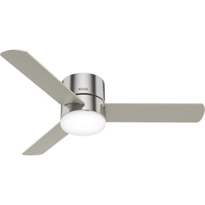 Hunter Fan Co Hunter 52 inch Minimus Brushed Nickel Low Profile Ceiling Fan with LED Light Kit and Handheld Remote Brushed Nickel/Chrome