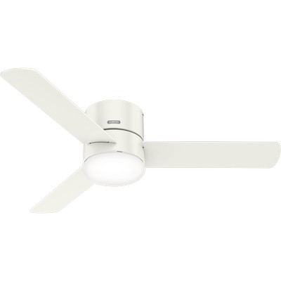 Hunter Fan Co Hunter 52 inch Minimus Fresh White Low Profile Ceiling Fan with LED Light Kit and Handheld Remote White