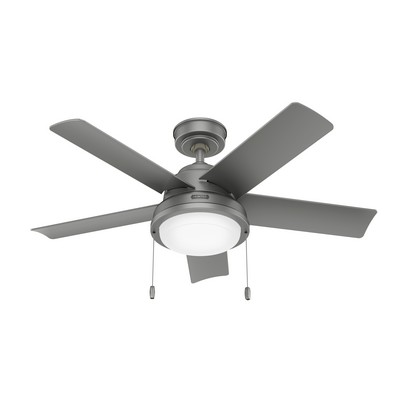 Hunter Fan Co Hunter 44 inch Seawall Matte Silver WeatherMax Indoor / Outdoor Ceiling Fan with LED Light Kit and P Silver