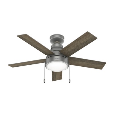 Hunter Fan Co Hunter 44 inch Elliston Matte Silver Ceiling Fan with LED Light Kit and Pull Chain Silver