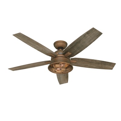 Hunter Fan Co Hunter 52 inch Hampshire Weathered Copper Ceiling Fan with LED Light Kit and Handheld Remote Bronze/Brown