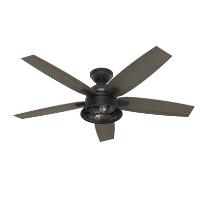 Hunter Fan Co Hunter 52 inch Hampshire Matte Black Ceiling Fan with LED Light Kit and Handheld Remote Black