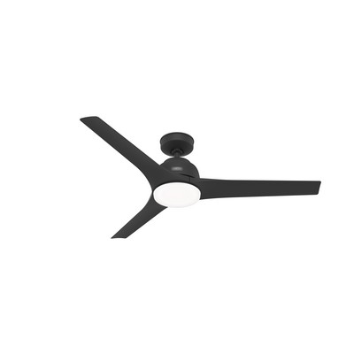 Hunter Fan Co Hunter 52 inch Gallegos Matte Black Damp Rated Ceiling Fan with LED Light Kit and Wall Control Black