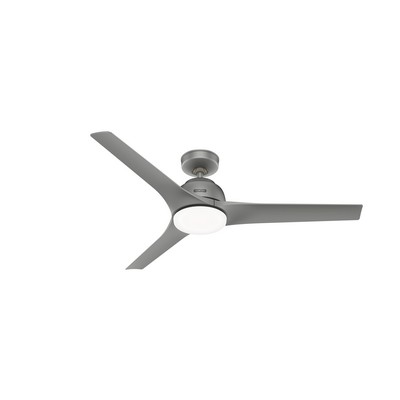 Hunter Fan Co Hunter 52 inch Gallegos Matte Silver Damp Rated Ceiling Fan with LED Light Kit and Wall Control Silver