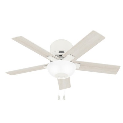 Hunter Fan Co Hunter 44 inch Fitzgerald Matte White Low Profile Ceiling Fan with LED Light Kit and Pull Chain White