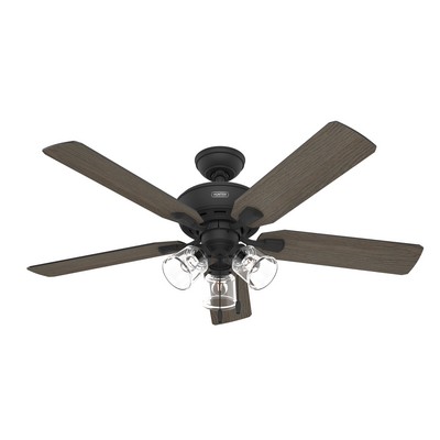 Hunter Fan Co Hunter 52 inch Rosner Matte Black Ceiling Fan with LED Light Kit and Pull Chain Black