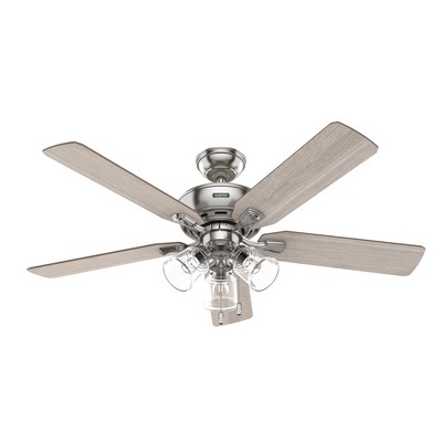 Hunter Fan Co Hunter 52 inch Rosner Brushed Nickel Ceiling Fan with LED Light Kit and Pull Chain Brushed Nickel/Chrome