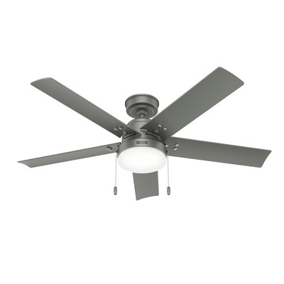 Hunter Fan Co Hunter 52 inch Sea Point Matte Silver WeatherMax Indoor / Outdoor Ceiling Fan with LED Light Kit and Silver