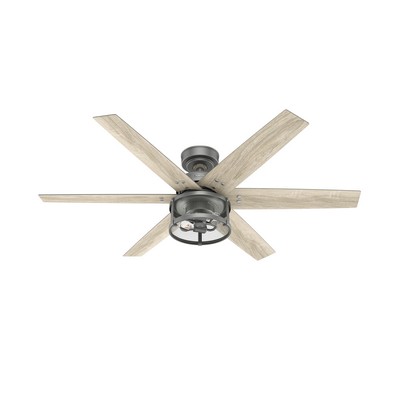 Hunter Fan Co Hunter 52 inch Houston Matte Silver Ceiling Fan with LED Light Kit and Handheld Remote Silver