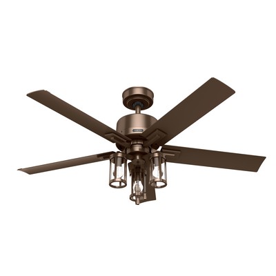 Hunter Fan Co Hunter 52 inch Lawndale Satin Bronze Damp Rated Ceiling Fan with LED Light Kit and Pull Chain Bronze/Brown