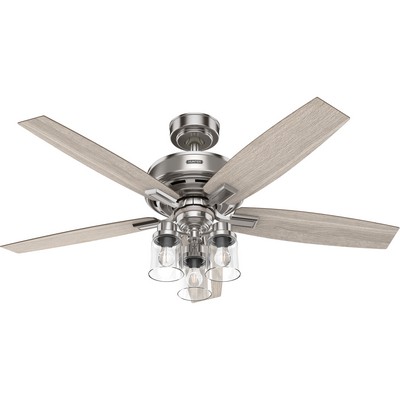 Hunter Fan Co Hunter 52 inch Ananova Wi-Fi Brushed Nickel Ceiling Fan with LED Light Kit and Handheld Remote Brushed Nickel/Chrome