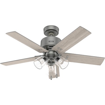 Hunter Fan Co Hunter 44 inch Sencillo Matte Silver Ceiling Fan with LED Light Kit and Pull Chain Silver