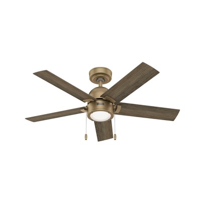 Hunter Fan Co Hunter 44 inch Erling Luxe Gold Ceiling Fan with LED Light Kit and Pull Chain Gold/Brass