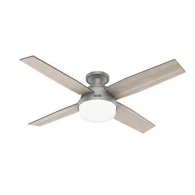 Hunter Fan Co Hunter 52 inch Dempsey Matte Silver Low Profile Ceiling Fan with LED Light Kit and Handheld Remote Silver