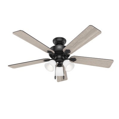 Hunter Fan Co Hunter 52 inch Swanson Matte Black Ceiling Fan with LED Light Kit and Pull Chain Black