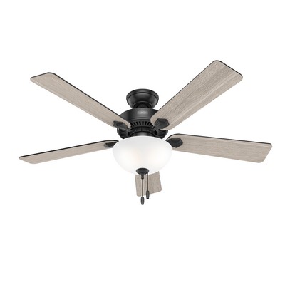 Hunter Fan Co Hunter 52 inch Swanson Matte Black Ceiling Fan with LED Light Kit and Pull Chain Black