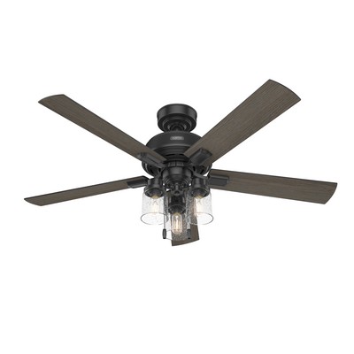 Hunter Fan Co Hunter 52 inch Hartland Matte Black Ceiling Fan with LED Light Kit and Pull Chain Black