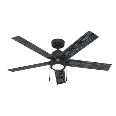 Hunter Fan Co Hunter 52 inch Erling Matte Black Ceiling Fan with LED Light Kit and Pull Chain Black