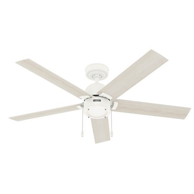 Hunter Fan Co Hunter 52 inch Erling Matte White Ceiling Fan with LED Light Kit and Pull Chain White