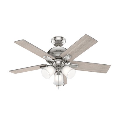 Hunter Fan Co Hunter 44 inch Crystal Peak Brushed Nickel Ceiling Fan with LED Light Kit and Pull Chain Brushed Nickel/Chrome