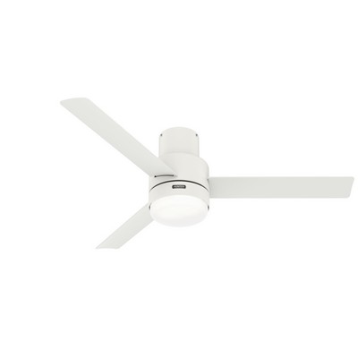 Hunter Fan Co Hunter 52 inch Gilmour Matte White Low Profile Damp Rated Ceiling Fan with LED Light Kit and Handhel White