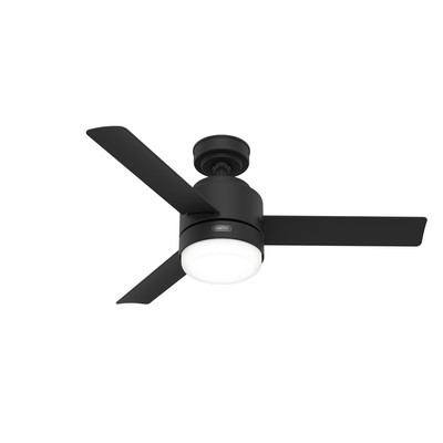 Hunter Fan Co Hunter 44 inch Gilmour Matte Black Damp Rated Ceiling Fan with LED Light Kit and Handheld Remote Black