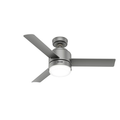 Hunter Fan Co Hunter 44 inch Gilmour Matte Silver Damp Rated Ceiling Fan with LED Light Kit and Handheld Remote Silver