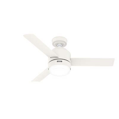 Hunter Fan Co Hunter 44 inch Gilmour Matte White Damp Rated Ceiling Fan with LED Light Kit and Handheld Remote White