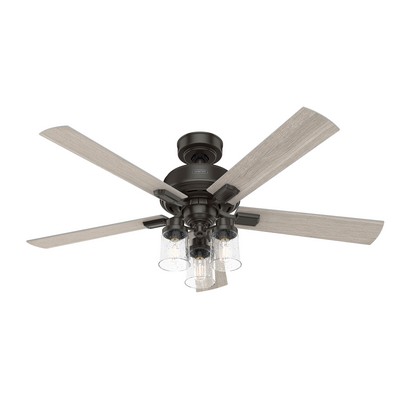 Hunter Fan Co Hunter 52 inch Hartland Noble Bronze Ceiling Fan with LED Light Kit and Handheld Remote Bronze/Brown