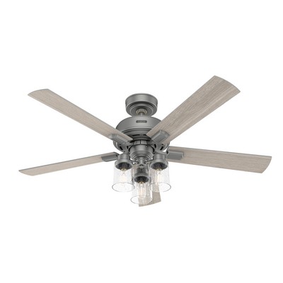 Hunter Fan Co Hunter 52 inch Hartland Matte Silver Ceiling Fan with LED Light Kit and Handheld Remote Silver