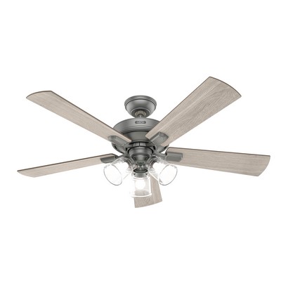 Hunter Fan Co Hunter 52 inch Crestfield Matte Silver Ceiling Fan with LED Light Kit and Handheld Remote Silver