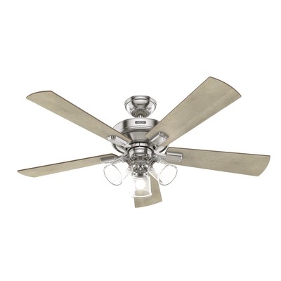 Hunter Fan Co Hunter 52 inch Crestfield Brushed Nickel Ceiling Fan with LED Light Kit and Handheld Remote Brushed Nickel/Chrome