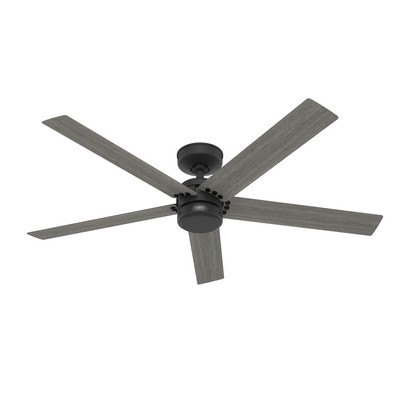 Hunter Fan Co Hunter 52 inch Burton Matte Black Damp Rated Ceiling Fan and Wall Control Black