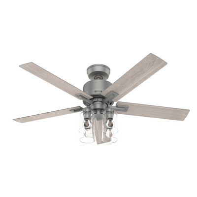 Hunter Fan Co Hunter 52 inch Techne Wi-Fi HunterExpress Matte Silver Ceiling Fan with LED Light Kit and Handheld R Silver