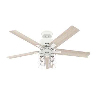 Hunter Fan Co Hunter 52 inch Techne Wi-Fi HunterExpress Matte White Ceiling Fan with LED Light Kit and Handheld Re White